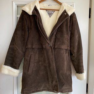 J Percy Marvin Richards Hooded Suede Coat